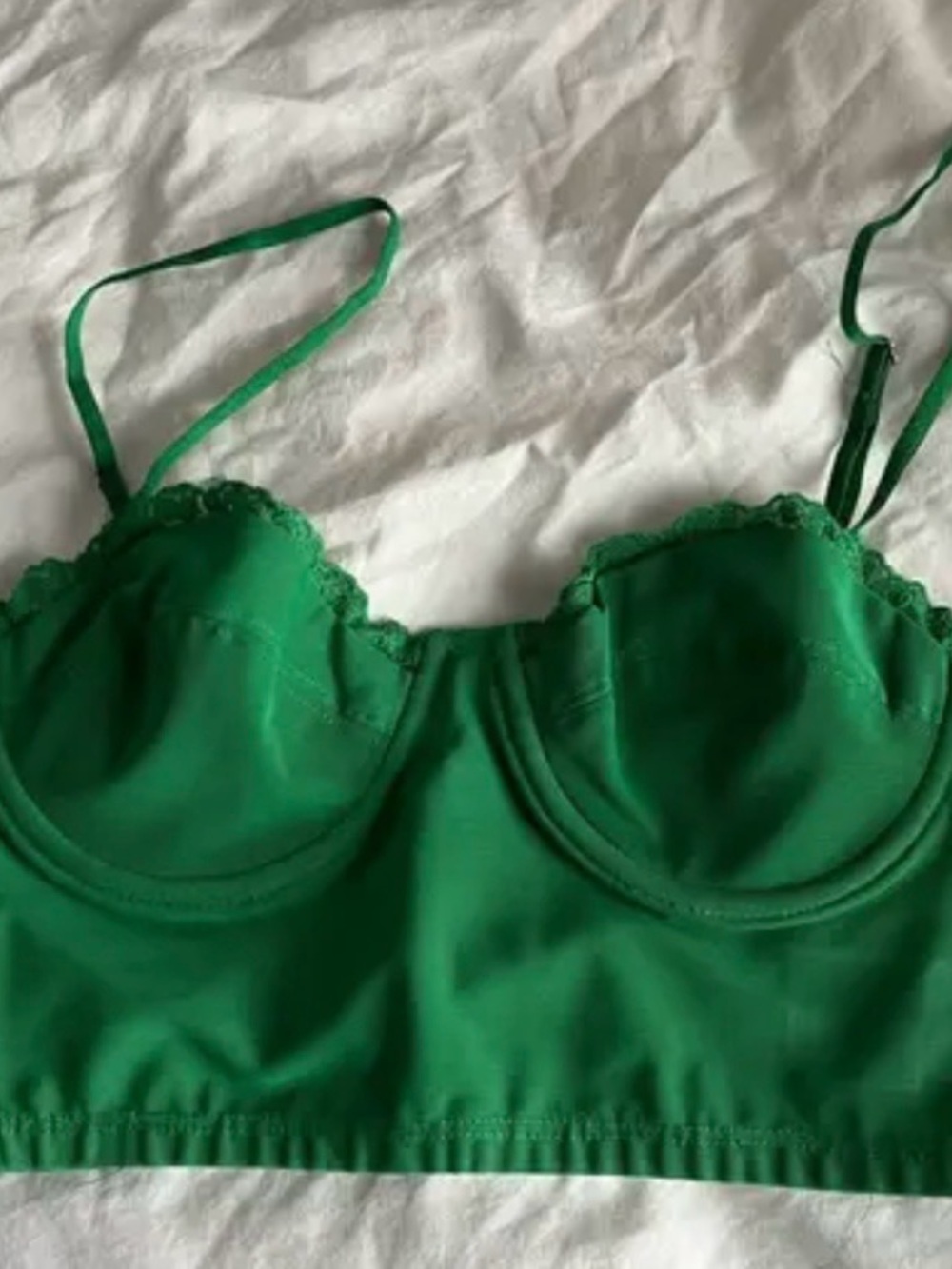 Green Adika Mesh Bustier Crop Going Out Top